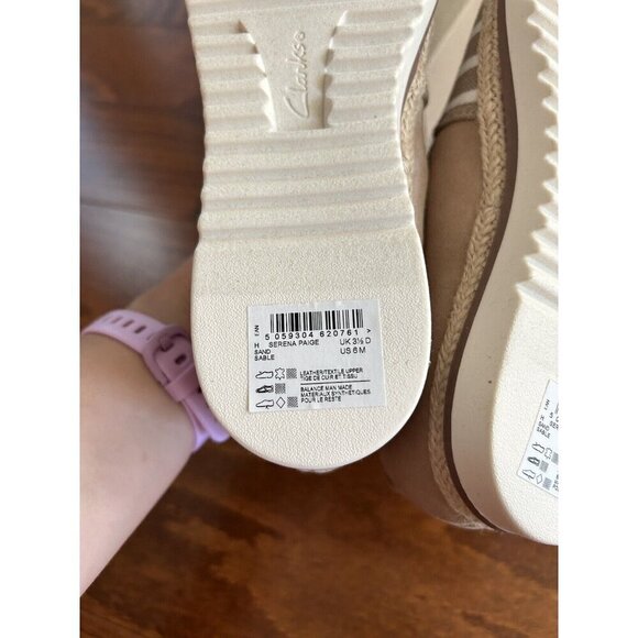 Clarks Womens 6 M Serena Paige Espadrille Slip-on Loafers Sand Striped NEW - Picture 8 of 9